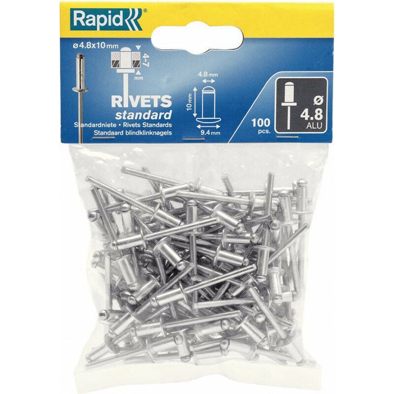 

Remaches Standard Ř 48 X 10 Mm Rápido 100 Unidades