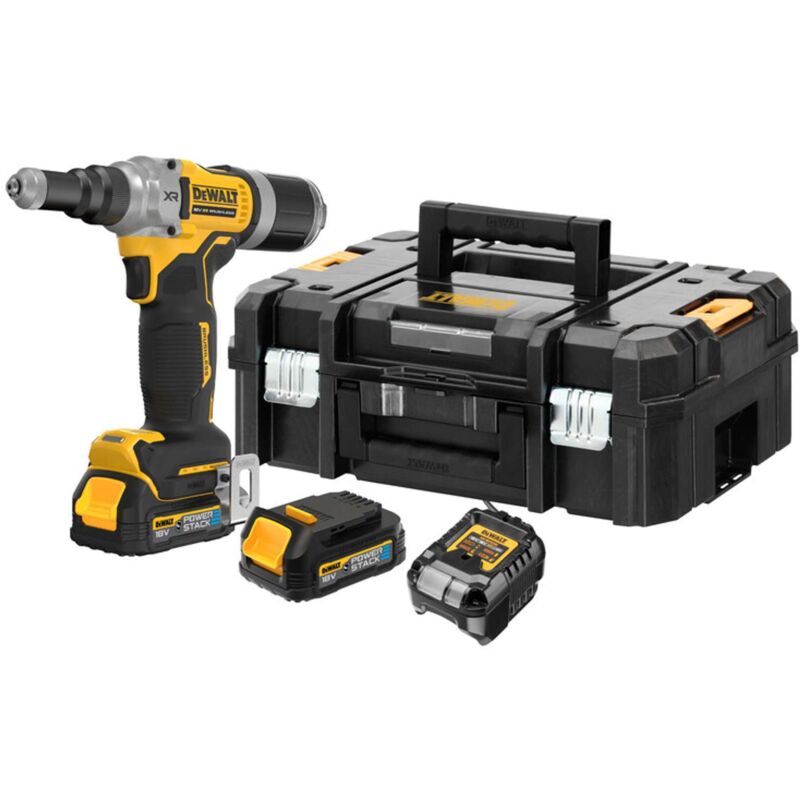 Riveteuse DEWALT XR 18V 2x1 7Ah Li Ion 6 4 mm POWERSTACK Moteur Brushless DCF414E2GT QW - vue 2