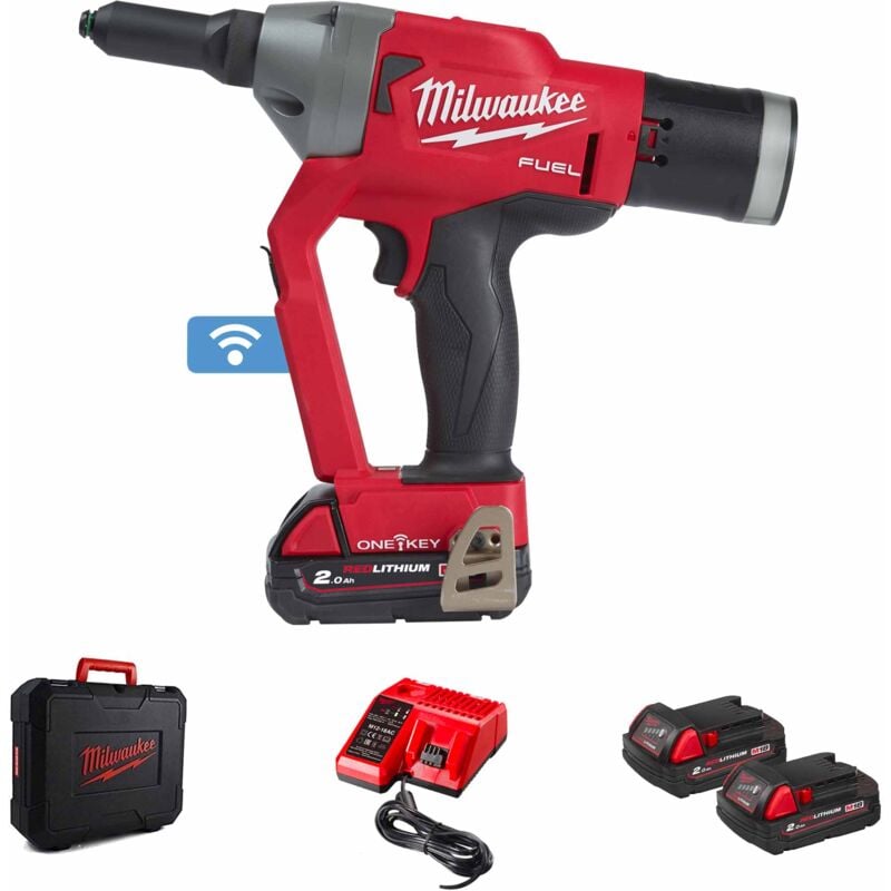 Milwaukee - M18ONEF­PRT-202X Riveteuse One Key fuel - 2 x 2.0 Ah batteries + chargeur + hd Box - 4933478602