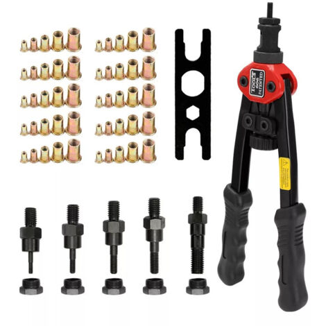 Riveteuse Manuelle, Pince à Rivet Insert avec Mandrins M3 M4 M5 M6 M8  Métriques Interchangeables et Écrous 50 pièces, Économiser Effort