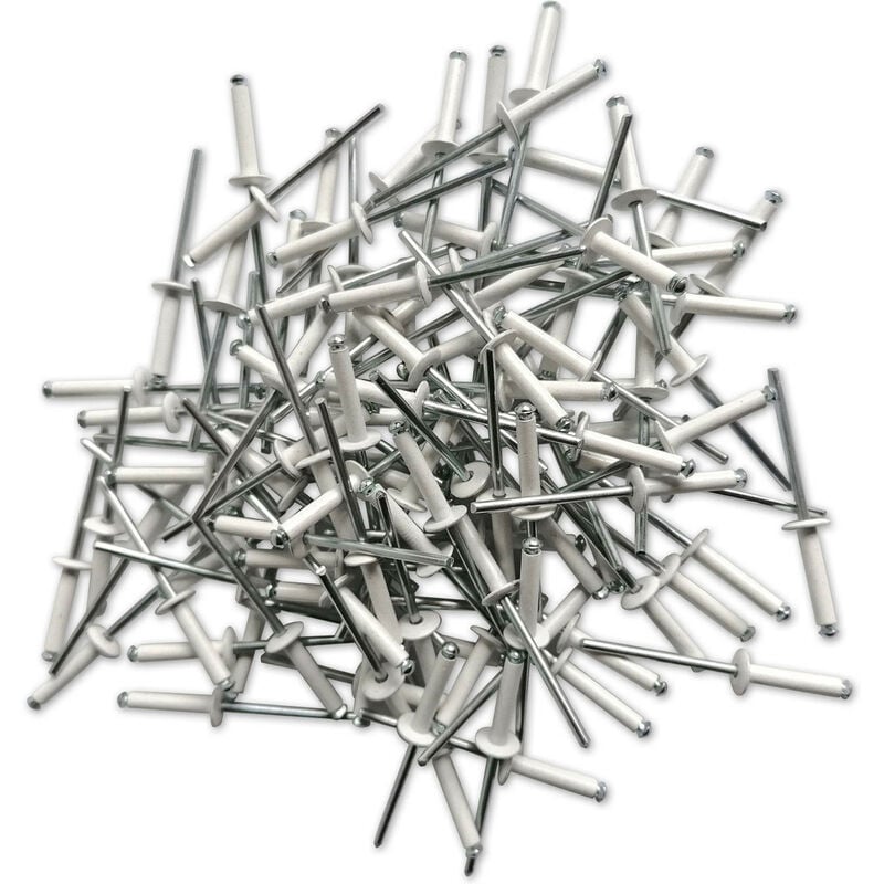 Rivets alu tige acier eclateurs blancs de 4 x 20 plaques d'immatriculation