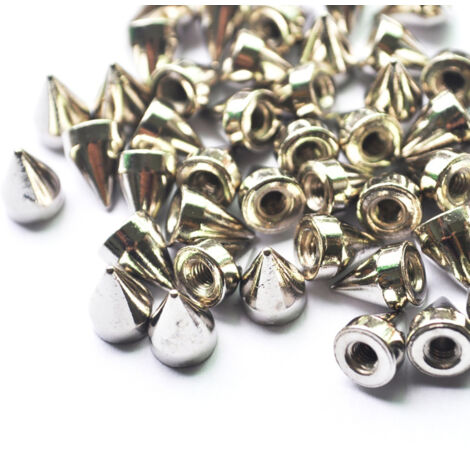 Rivets argentés coniques à visser, kit d'outils de fixation en métal style punk pour ceintures, vestes, articles en cuir et décoration.