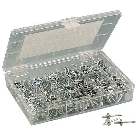 Rivets aveugles, corps en alliage d'aluminium tige en acier, assortiment en coffret - RIVQUICK
