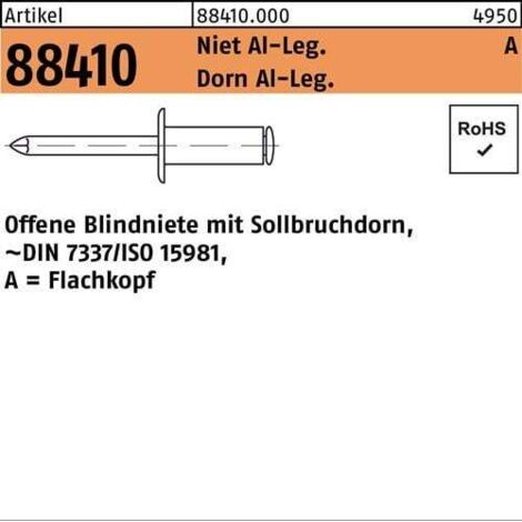 Rivets aveugles R 88410 FLAKO 4x16,1 Rivet aluminium/goujon aluminium 500p.