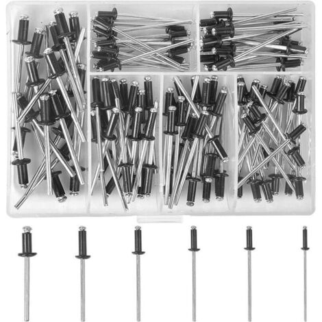 Rivets Aveugles, Rivet Aveugle en Aluminium, Kit de Rivets Aveugles Noirs, Rivet en métal avec Etui de Rangement M2.4/M3.0/M3.2(120Pcs)