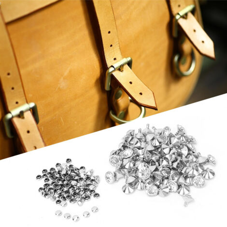 Rivets décoratifs strass 12mm pour artisanat cuir DIY, fixation rapide (Doré)