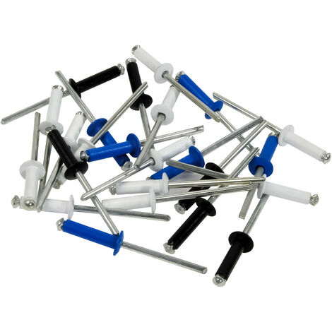 Rivets, diamètre 4,8 mm longueur 13,5 mm, 6 blanc 6 noir 6 bleu 6 jaune X 24 - AUTOBEST