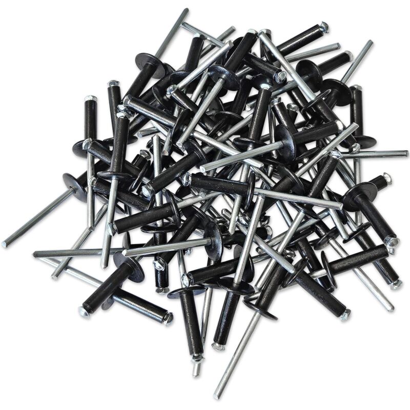 Oc-pro - Rivets eclateurs noirs tete large 4.8 x 20 mm - lot 100 rivets aveugles
