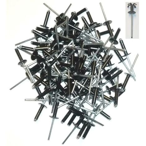 Rivet Tri-Grip en aluminium noir durable 40 pièces rivets pop