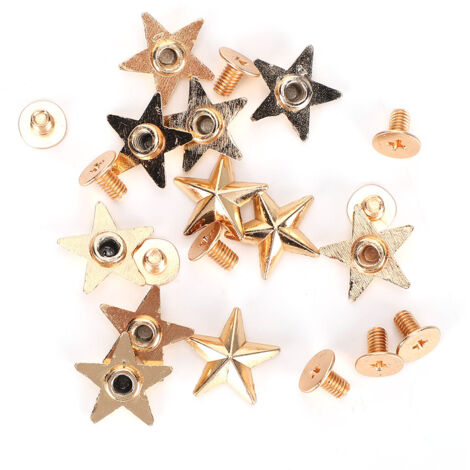 Rivets en Forme d'Étoile 14mm Or pour Décoration de Vêtements et Chaussures DIY