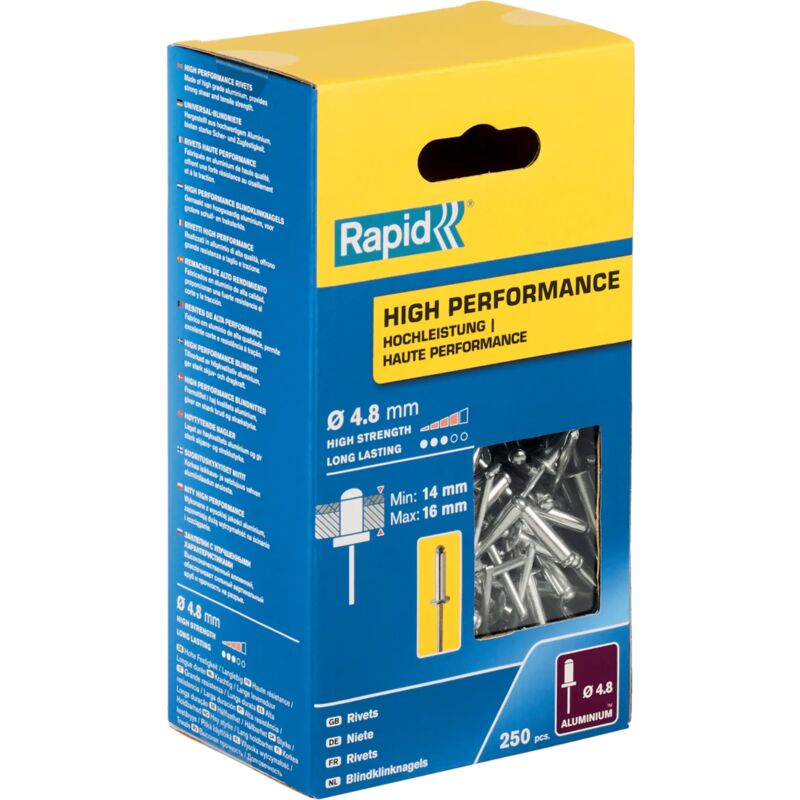 Rapid - Rivets hautes performances Ø4,8 x 20mm aluminuim - Boîte de 250 - (5001439)
