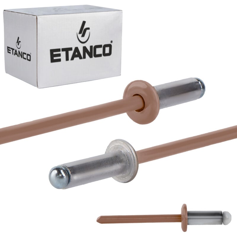 Rivets ouverts en aluminium 4,8x12mm RAL 8004