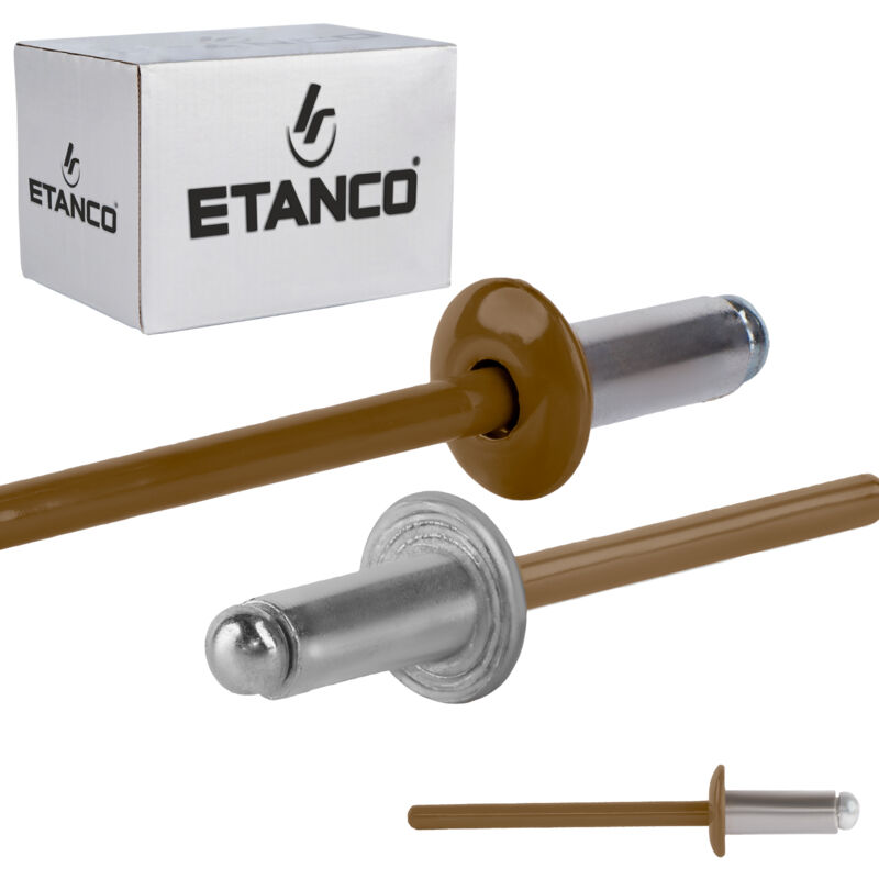 Rivets ouverts en aluminium 4x10mm RAL 8003