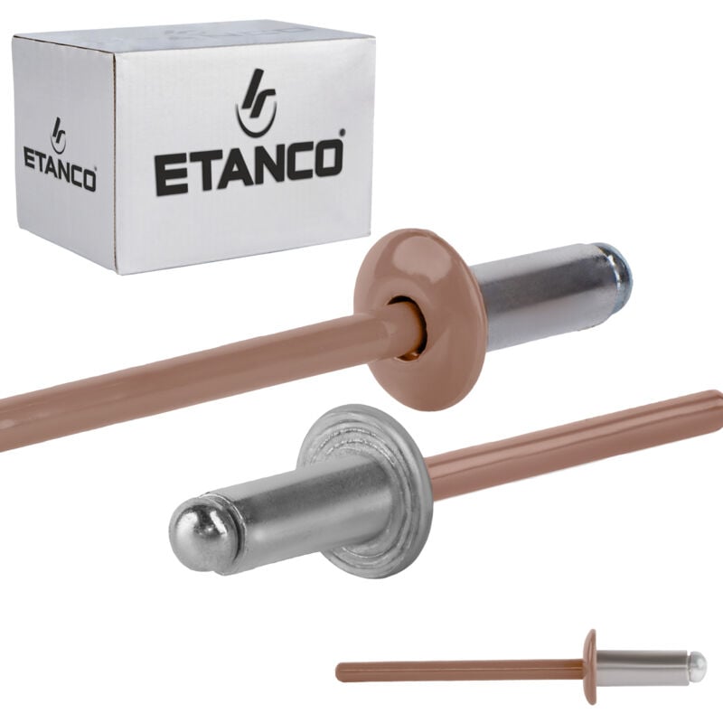 Rivets ouverts en aluminium 4x10mm RAL 8004