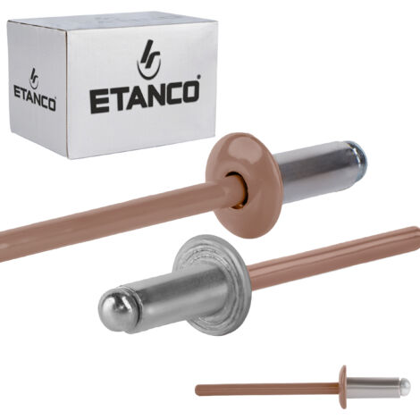 Rivets ouverts en aluminium 4x10mm RAL 8004