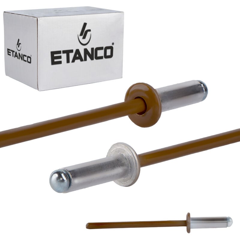 Rivets ouverts en aluminium 4x12mm RAL 8003