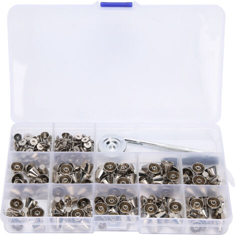 Rivets Punk en Alliage de Zinc pour Accessoires de Fabrication en Forme de Seau avec Outil d'Installation
