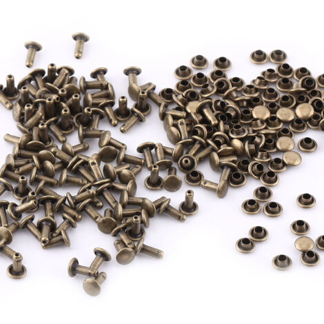 Rivets tubulaires à Double capuchon en métal et cuir, réparation artisanale, goujons de décoration, 100 pièces