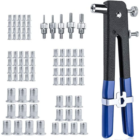 Rivettatrice a Mano per Inserti Filettati M3 M4 M5 M6 M8 Kit 86 Pezzi Valigetta
