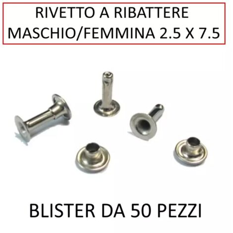 RIVETTO RIBATTERE MASCHIO FEMMINA 2.5 X 7.5 (CONF.50 PZ)