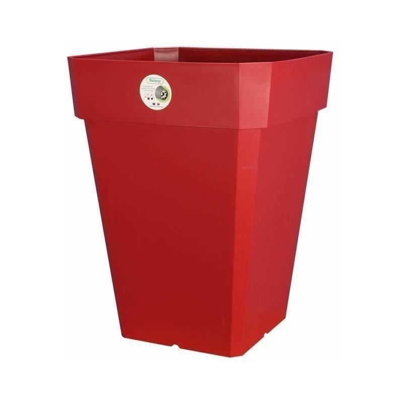 Riviera - Pot carrÈ Soleilla en plastique 39x39x53cm - 49l - Rouge