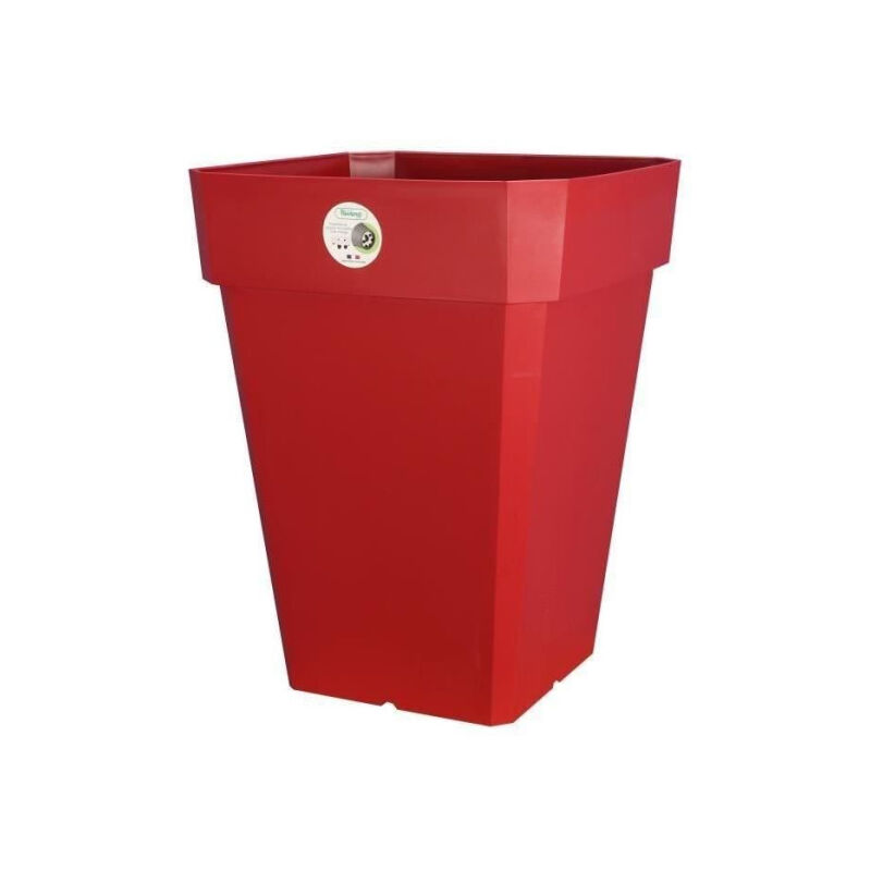 Pot carré Soleilla en plastique 39x39x53cm - 49l - Rouge - Riviera