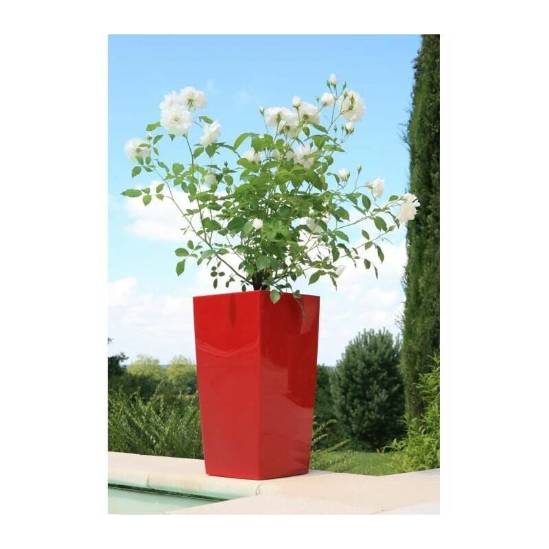 Pot de fleurs Nuance - Carré - 29 x 29 x h 52 cm - Rouge - Riviera