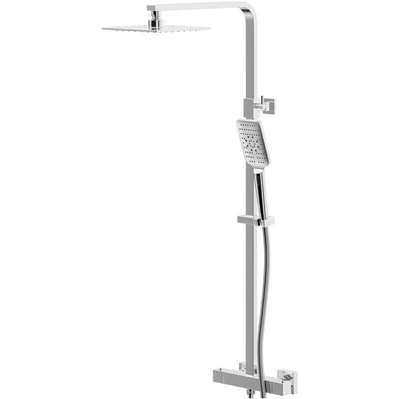 Riviera Square Thermostatic Rigid Riser and Handset Shower System - Wholesale Domestic