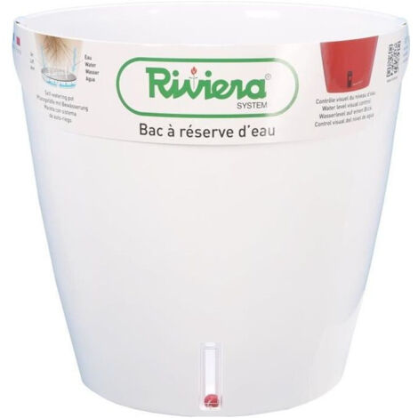 RIVIERA Vaso con riserva d'acqua - Rotondo - Ø 36 x H 33 cm - Bianco