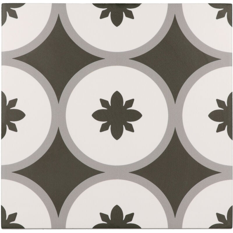 Carrelage sol / mur effet ciment à motif 20x20 cm rivoli - venecia GRIS(vendu par boite de 1m2)