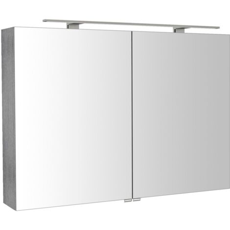 RIWA miroir armoire incl. Lumière LED, 101x70x17cm, chêne argenté