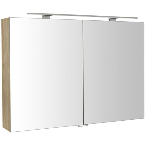 RIWA miroir armoire incl. Lumière LED, 101x70x17cm, Elm Bardini