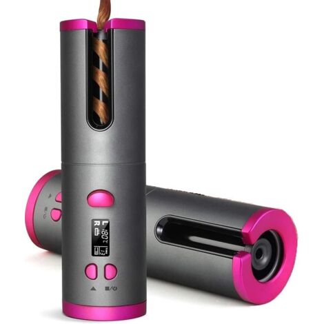 Rizador automático inalámbrico, recargable por USB, anti-quemaduras, con temporizador, rotación automática, portátil, 6 ajustes de temperatura, para cabello largo y corto.