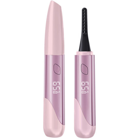 Rizador de pestañas térmico, recargable por USB, calentamiento rápido en 15 segundos, control de temperatura de 4 velocidades, pantalla LED, mini rizador de pestañas para mujeres y niñas (rosa)