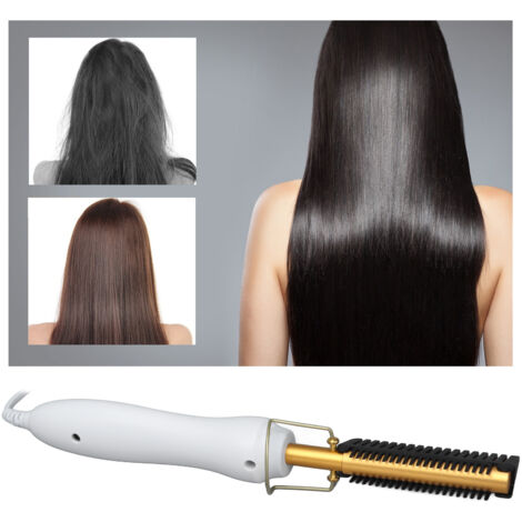 Rizador eléctrico con placa de aleación de aluminio y ABS, 45 W, 160–200 °C, 3 niveles de calor, calentamiento rápido, doble voltaje, soporte plegable seguro para peinar el cabello natural, portátil,