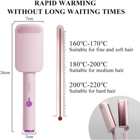 Rizador ondulado de 32 mm para rizos anchos, apto para todo tipo de cabello, color rosa.