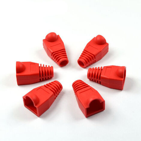 RJ-45 CAT6 CAT5e Bouchon Adaptateur Cable Réseau Ethernet Connecteurs RJ45 Casquettes Cat 5 CAT6 manchon de protection multicolore,100 PCS,Rouge