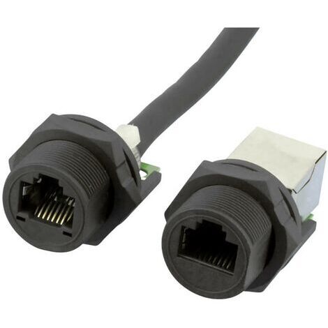 RJ-45 femelle avec verrouillage à vis pour montage en boîtier, Cat 5e, IP67 W & P Products W654-1-7-1 Boîtier femelle R