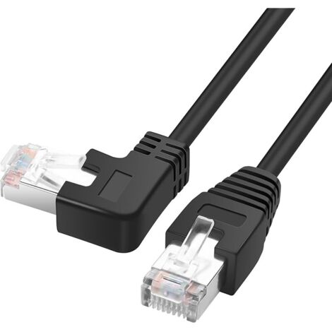 RJ45 90 degrés câble Ethernet cat6 RJ45 mâle à angle droit cordon de raccordement réseau choisissez parmi plusieurs longueurs d'angle (Angle droit, 2M/6,6FT)