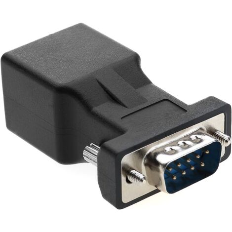 RJ45 auf RS232, DB9 Serieller Port, 9-poliger Stecker auf RJ45-Buchse, Cat5e/6 Ethernet/LAN-Erweiterungsadapter (Steckerkopf)