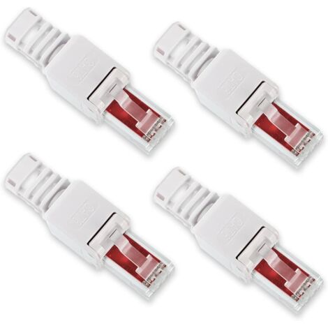 RJ45 Cat6 Cat5 LAN Network Patch Cable Plug Tool-Free Mounting Crimp Plug 4 Pack Tool-Free RJ45 CAT6 Connector