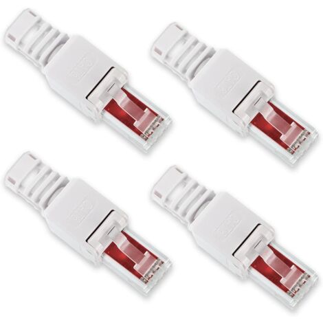 RJ45 Cat6 Cat5 LAN Patch Netzwerkkabel Stecker Werkzeuglose Montage Crimpstecker 4 Stück Werkzeugloser RJ45 CAT6 Stecker