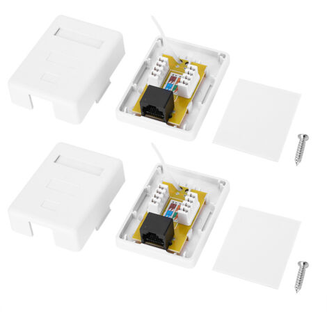 RJ45 CAT6 Ethernet-Netzwerkanschlussbox, 2 Stück, einfache Desktop-Installation