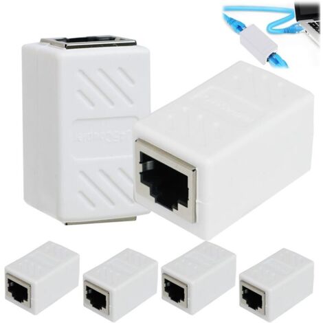 RJ45 Cat7-Kupplungen, LAN-Kabelverlängerungsstecker, geschirmter RJ45-Adapter (Buchse auf Buchse) für Cat5-, Cat5e- und Cat6-Kabel, Hochgeschwindigkeitsstecker (weiß, 6 Stück)