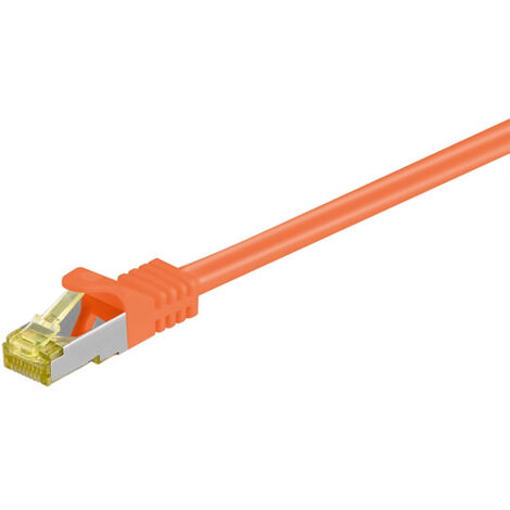 RJ45 cavo patch CAT 6A S/FTP (PiMF), 500 MHz, con cavo grezzo CAT 7 , arancione, guaina per cavo senza alogeni LSZH, rame, connettore RJ45 (CAT 6A). Lunghezza del Cavo 5 m