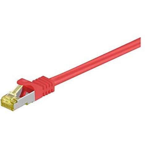 RJ45 cavo patch CAT 6A S/FTP (PiMF), 500 MHz, con cavo grezzo CAT 7 , rosso, guaina per cavo senza alogeni LSZH, rame, connettore RJ45 (CAT 6A). Lunghezza del Cavo 7.5 m