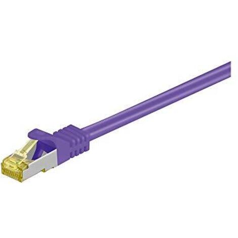 RJ45 cavo patch CAT 6A S/FTP (PiMF), 500 MHz, con cavo grezzo CAT 7 , viola, guaina per cavo senza alogeni LSZH, rame, connettore RJ45 (CAT 6A). Lunghezza del Cavo 3 m