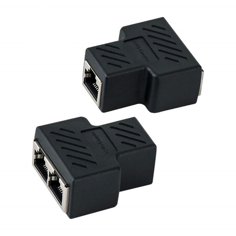 Memkey - RJ45 Coupleur[2 Pièces], RJ45 Splitter Connecteurs Adaptateur 1 à 2 Ethernet Splitter Double Socket, Ethernet lan Câble Extender, RJ45 1
