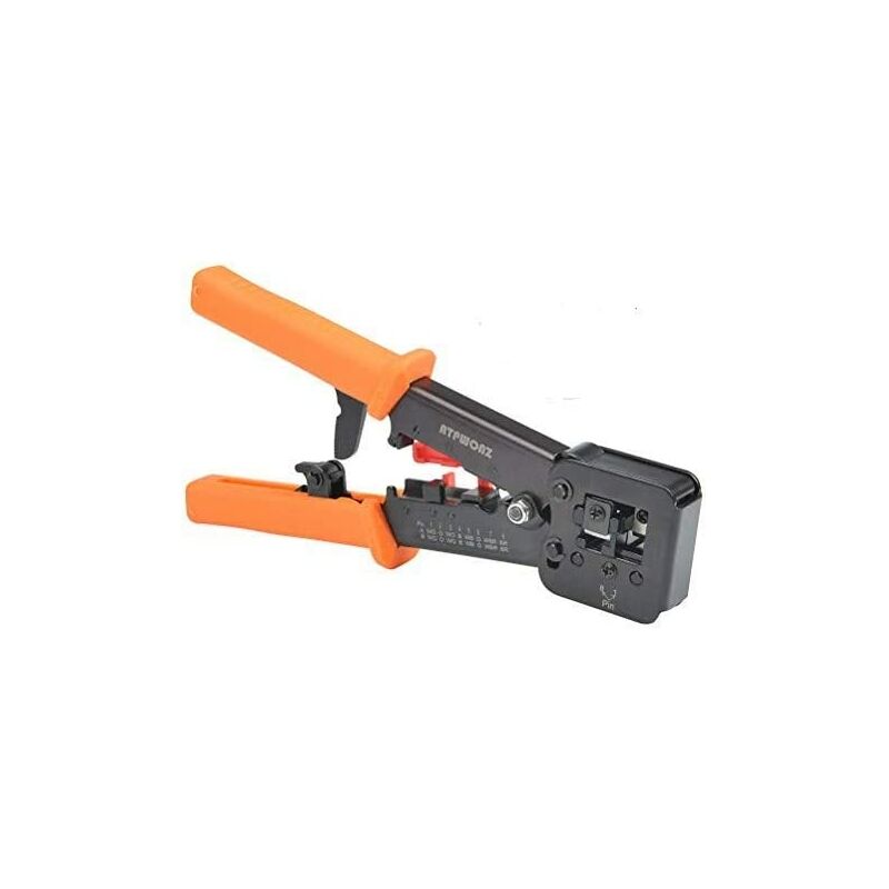 RJ45 Crimping Tool for RJ11 / RJ12 Network and Telephone Cables - Modular Telecom 3-in-1 Crimping Tool Network Cable Pliers Ratchet Crimping Pliers