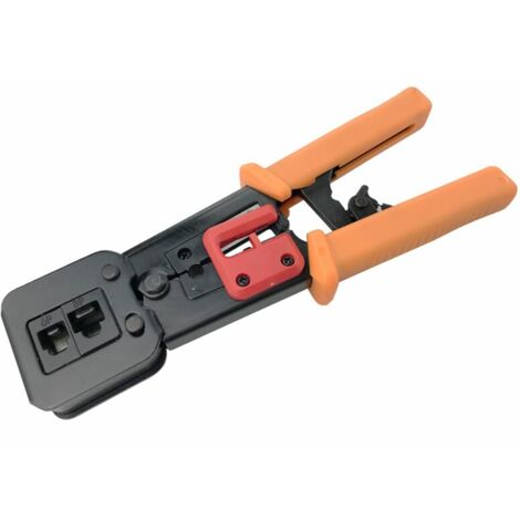RJ45 Crimping Tool for RJ11 / RJ12 Network and Telephone Cables - Modular Telecom 3-in-1 Crimping Tool Network Cable Pliers Ratchet Crimping Pliers for 6P / 8P Network Cable